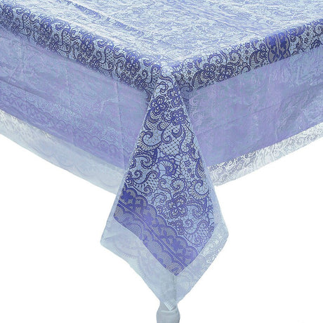 White Lace-Printed & Light Pink Rectangle Disposable Plastic Tablecloth Kit - 2 Pc.
