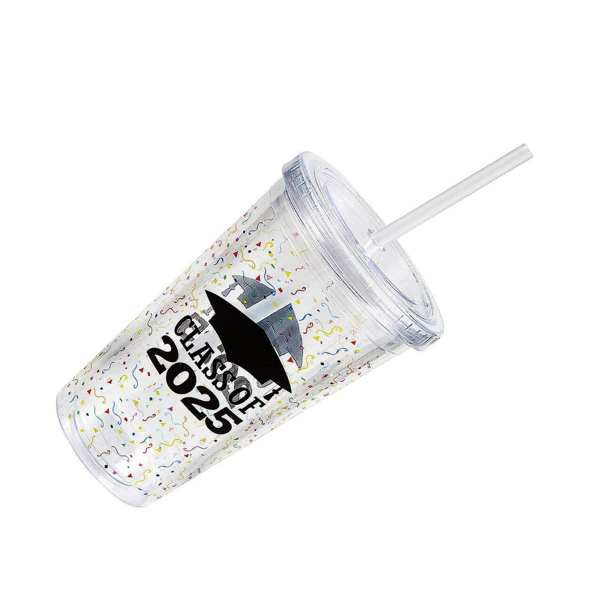16 oz Class of 2025 Reusable BPA-Free Plastic Tumbler with Lid & Straw