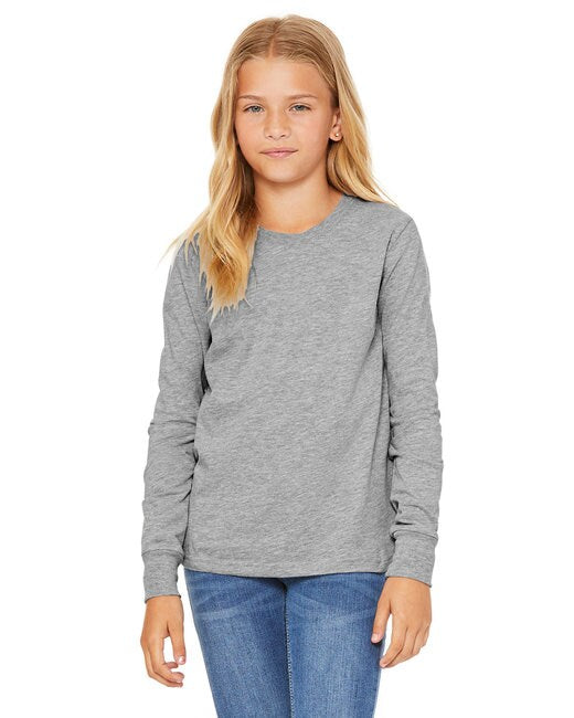 Bella + Canvas® Youth Heather CVC Crewneck Long Sleeve T-Shirt