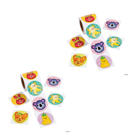 Cute Fruit Animals Sticker Roll - 100 Pc.
