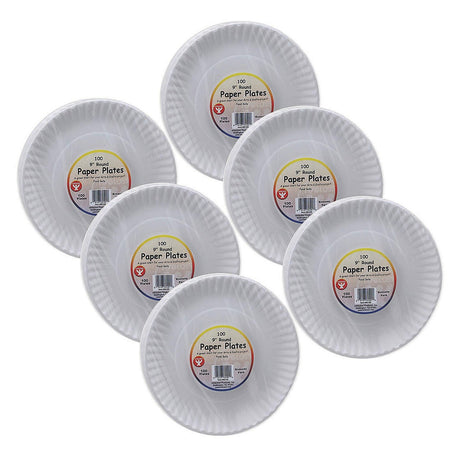 9" White Paper Plates 600 Ct Bulk for Crafts & Art Projects