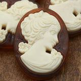 1 Cameo Button Brown Background with Ivory Silhouette & Removable Shank Loop