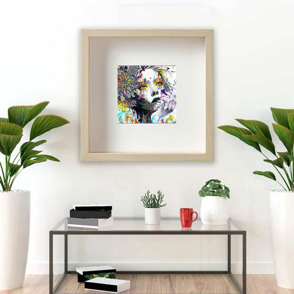 9.75x9.75 Birch Effect Deep Picture Frame with Mat, Plastic Front, Wall or Tabletop Display