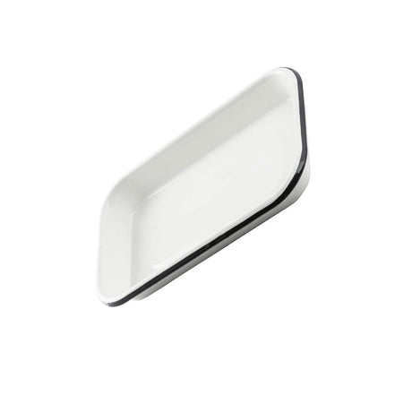 10" x 6" x 1 1/8" Eighth Size Sheet Pan Porcelain Enamel White with Black Rim