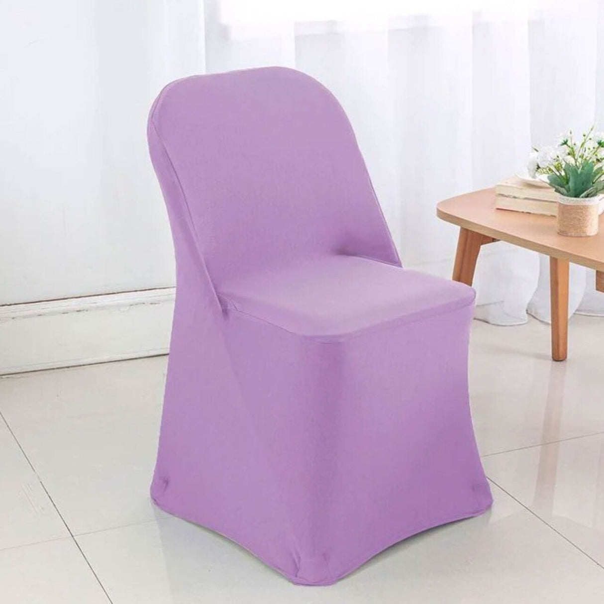 Lilac Stretch Folding Chair Cover for Elegant Event Decor