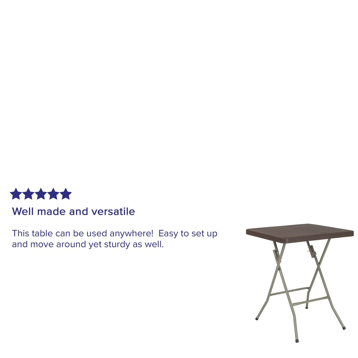 Emma and Oliver 1.95-Foot Square Rattan Plastic Folding Table