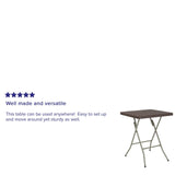 Emma and Oliver 1.95-Foot Square Rattan Plastic Folding Table