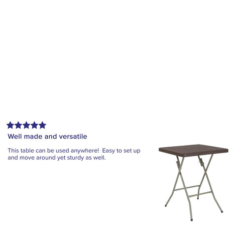 Emma and Oliver 1.95-Foot Square Rattan Plastic Folding Table