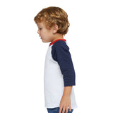 RADYAN® Toddler Baseball Fine Jersey Crewneck Three-Quarter Sleeve T-Shirt - 3330