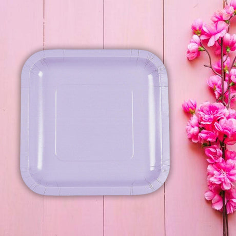 24 Count Lavender Square Paper Dessert Plates for Baby Showers Tea Parties Birthday 7 Inch