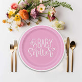 8 Count Pink Hearts Baby Shower Paper Dessert Plates Girl Party 7"