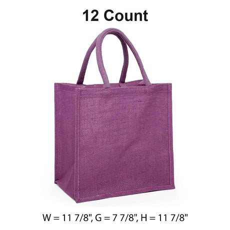 Jute Shopping Bags - Laminated Interior 11 7/8 '' X 7 7/8 '' X 11 7/8 '' Lavender