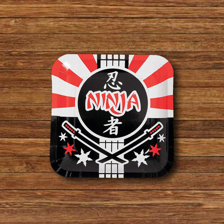 8 Count Ninja Warrior Samurai Swords Paper Plates 9 Inch Square Dinner Plates