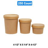 Kraft Soup Containers with Vented Lids 4 1/2" x 5 1/4" x 4 1/2" Perfect for Hot and Cold Meals