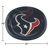 24 Pack 10 Inch NFL Houston Texans Oval Paper Plates Disposable Football Party Supplies