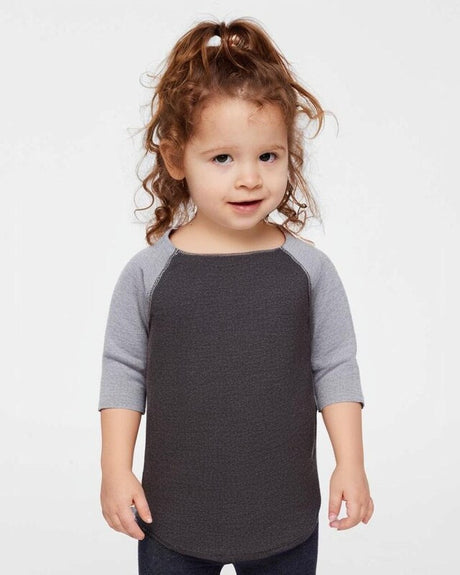 Rabbit Skins® Soft Toddler Baseball Jersey 3/4 Sleeve Tee