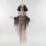 35.5 Inch Hanging Animated Black White Clown Halloween Decoration