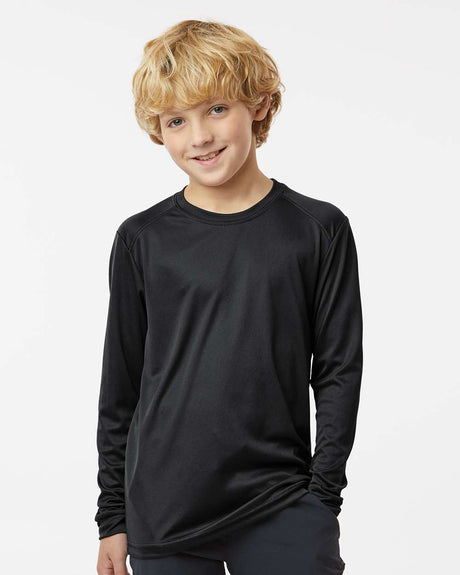 Front view of Paragon Youth Performance Long Sleeve Athletic Tee for outdoor and active wear