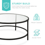Best Choice Products 36in Round Tempered Glass Coffee Table for Home, Living Room, Dining Room