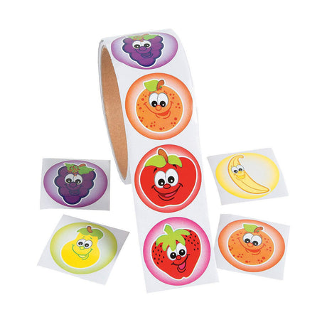 Multicolor Friendly Fruit Characters Sticker Roll 100 Pieces