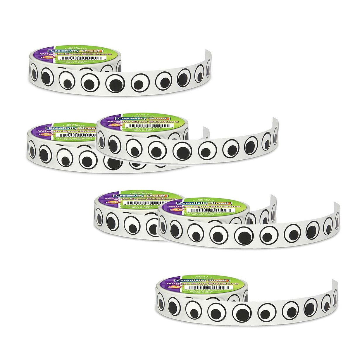 Creativity Street Wiggle Eyes Sticker Roll Black 0.5" 1000 Stickers per Roll 2 Rolls