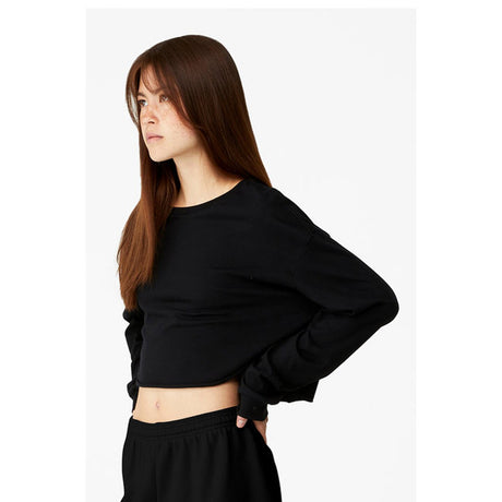 BELLA + CANVAS Bella + Canvas Ladies Cropped Long Sleeve T Shirt in Black