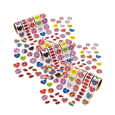 Bulk Valentine Rolls of Stickers Assortment 1000 Pc