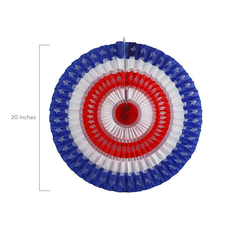 20" diam. Patriotic Stars & Stripes Cutout Hanging Paper Fans 12 Pieces