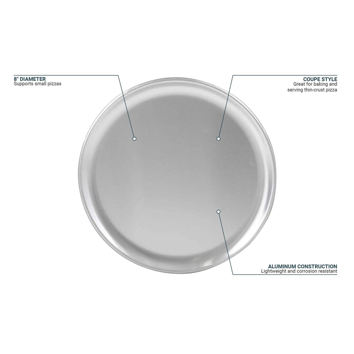 Round Coupe Aluminum Pizza Pan Solid 8"