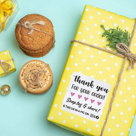 500 Pieces Wrapables Snap Tag Share Thank You Stickers Roll 1.5 Inch