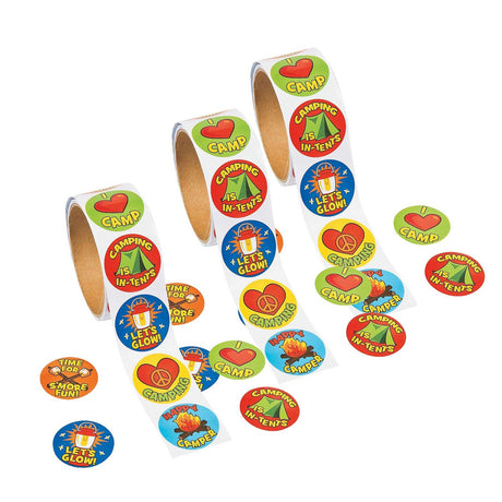 1 1/2" I Love Camping Sticker Roll 100 Pieces
