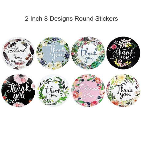 Wrapables 2" Thank You Stickers Roll Sealing Stickers and Labels 500 Pc Nature Bloom