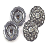 1 1/8" Gunmetal Geneva Classic Graphite Rhinestone Durable Button