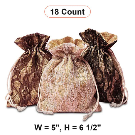 Lace & Burlap Bags 5 '' x 6 1/2 ''