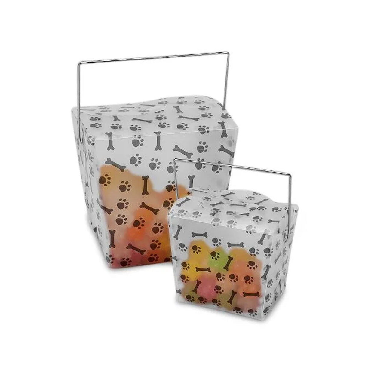 Paw Print Pattern Wire Handle Boxes 4" x 3.5" x 6"