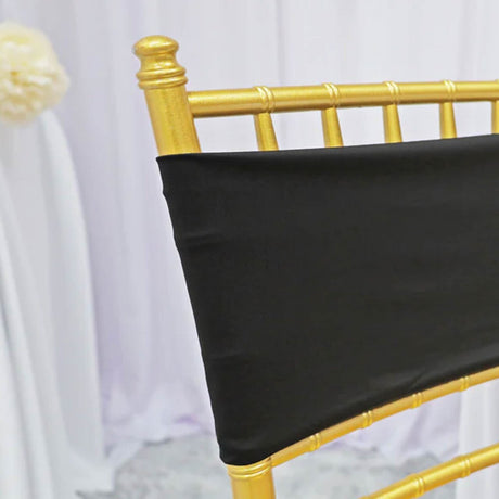 10 Pieces Classic Black Stretch Spandex Chair Bands 7 x 13 Inches