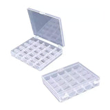 Portable Plastic Bobbin Organizer Box with 25 Clear Premium SA156 Bobbins for Sewing
