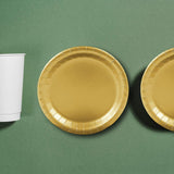 24 Count Metallic Gold Paper Dessert Plates for Wedding Party Birthday 7"