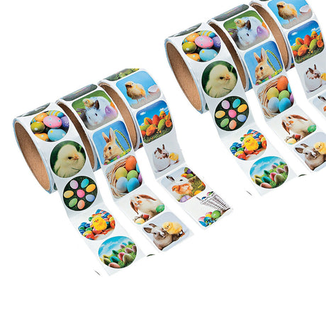 Rolls of Easter Stickers Assortment Bulk 300 Pc.
