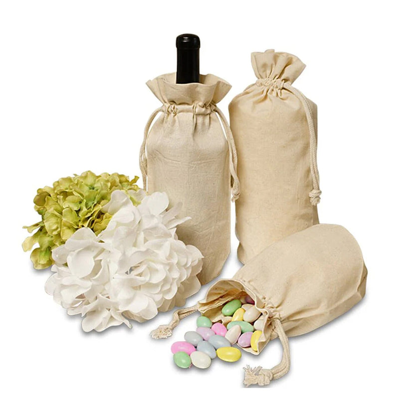 Spacious Round Bottom Cotton Muslin Bag 6 1/2" x 4" x 12"