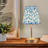 Mainstays 13" Rechargeable Metal Accent Lamp w/Pleated Blue & White Floral Shade - Dimmable