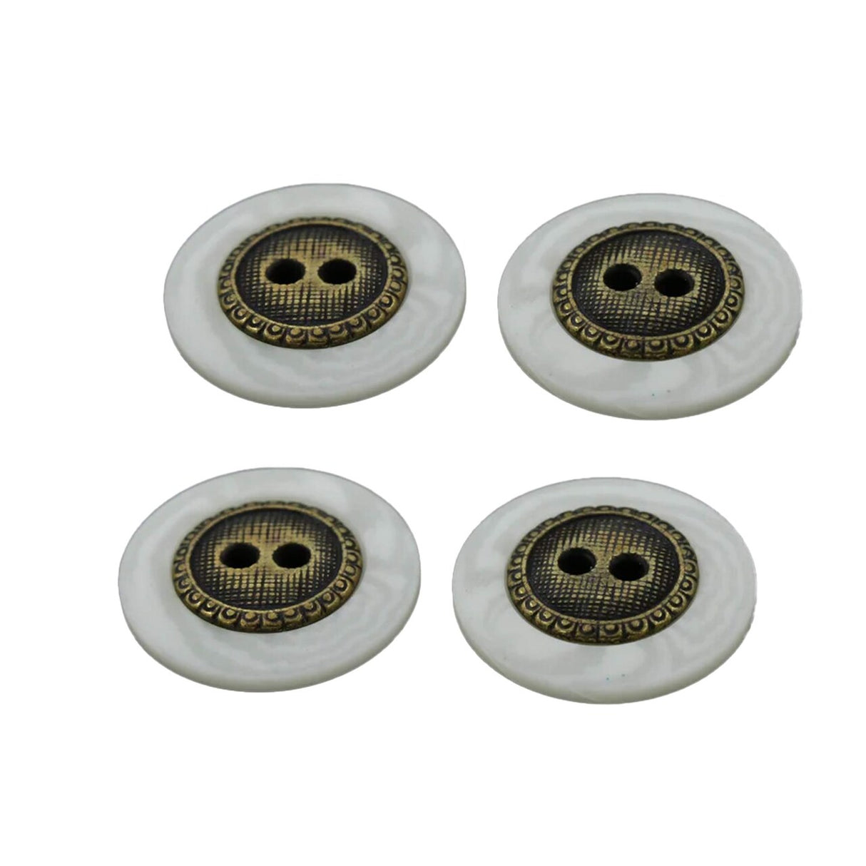 12 Pieces Ivory and Bronze Small Buttons 5/8 Inch