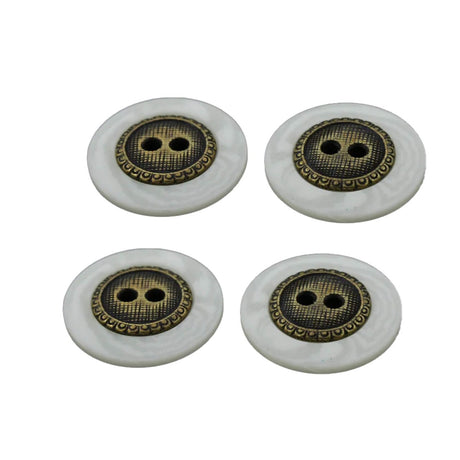 12 Pieces Ivory and Bronze Small Buttons 5/8 Inch