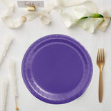 24 Count Purple Paper Plates 7" Round Dessert Plates for Birthday and Party Events