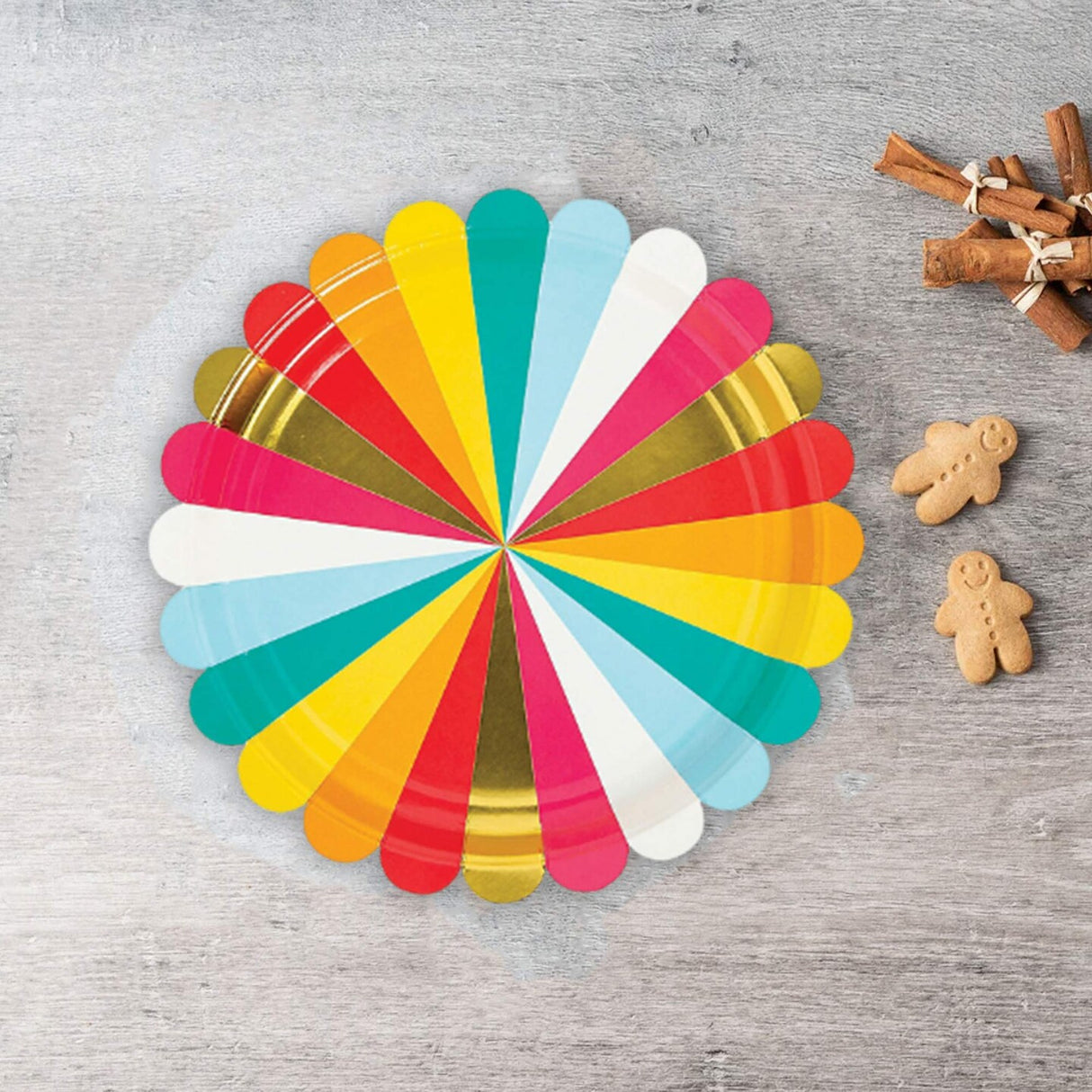 8 Count Multicolored Paper Dinner Plates Disposable Party Celebrations Bright 9"