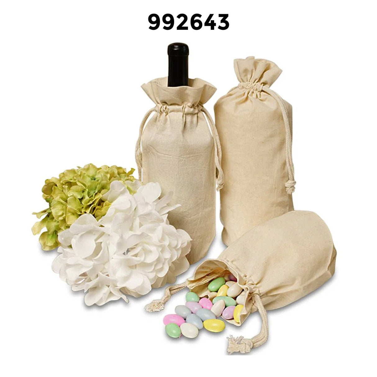 Petite Round Bottom Cotton Muslin Bag 4 3/4" x 3" x 7 1/2"
