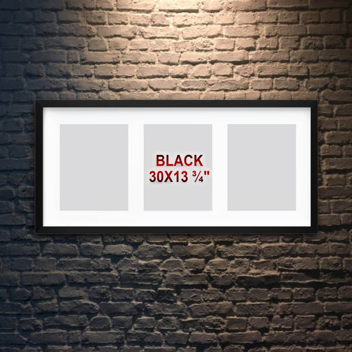Black Frame for 3 Pictures, 30x13¾" – Deep Display, No-Nail Hanging, Horizontal/Vertical!