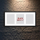 Black Frame for 3 Pictures, 30x13¾" – Deep Display, No-Nail Hanging, Horizontal/Vertical!