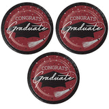 Creative Converting School Spirit Burgundy Graduation Dessert Plates – 54ct