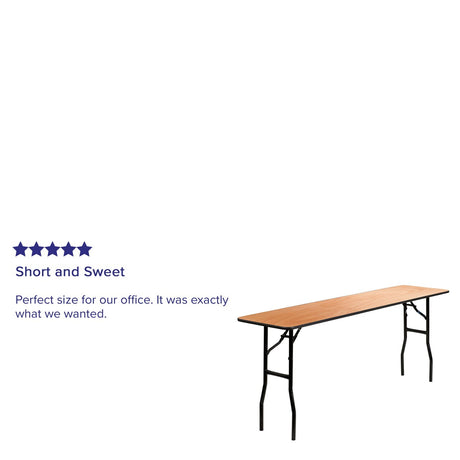 Emma and Oliver 6-Foot Rectangular Wood Folding Training / Seminar Table with Smooth Clear Coated Finished Top